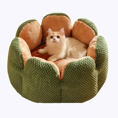 lits pour chat ultra doux en forme de fleur vert